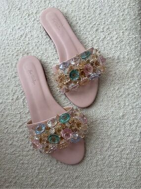 Jellypop Pastel Pink Jeweled Slide Mules